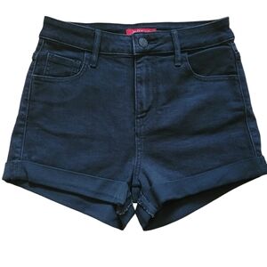 Guess Black Folded Hem High-Rise Denim Grunge Short Shorts, Size 25